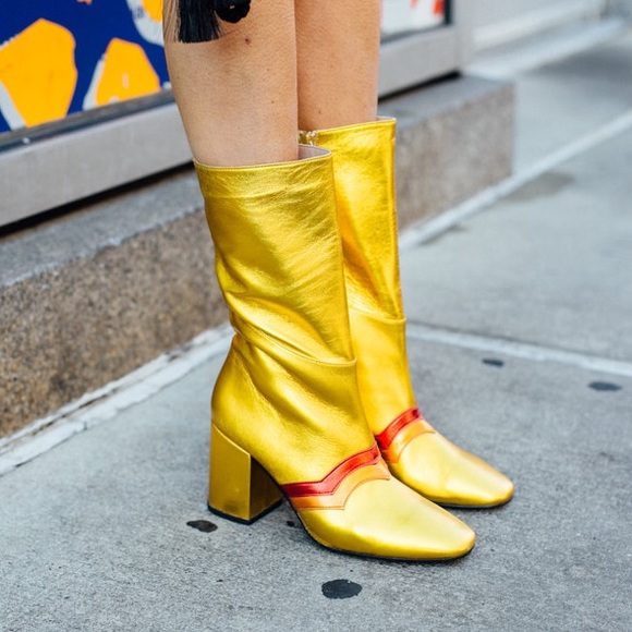 Man Repeller leandra Medine I’m here to party Gold boots 36 - Picture 10 of 10